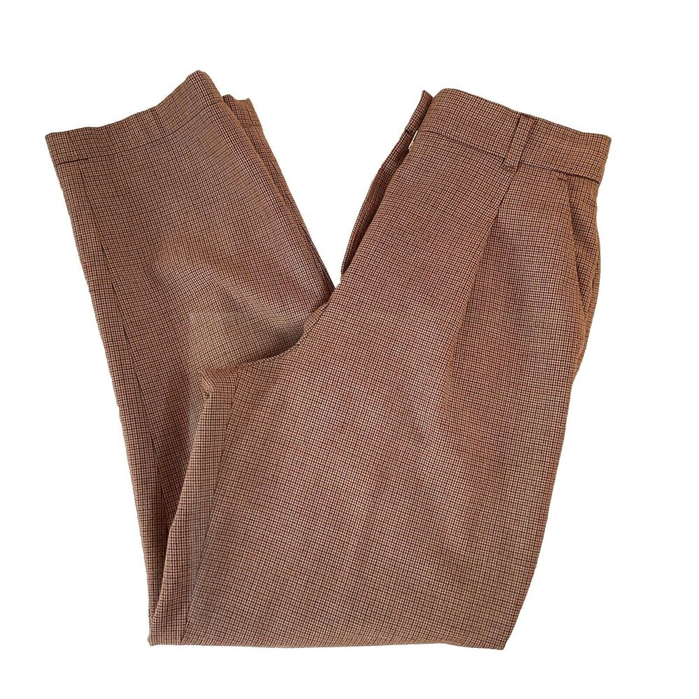 Aritzia Little Moon Women’s Rust Plaid Pants High Rise Pockets, Size 2